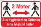 Preview: Hygieneschild Querformat aus PVC mit Hinweis 2 Meter Abstand halten